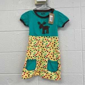 Lazy One Teal and Yellow Moose Dress for Kids